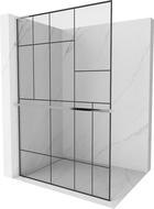 Mexen Kioto+ L преграда за душ с рафт Walk-in 70 x 200 см, черен модел, хром - 800-070-123-01-78