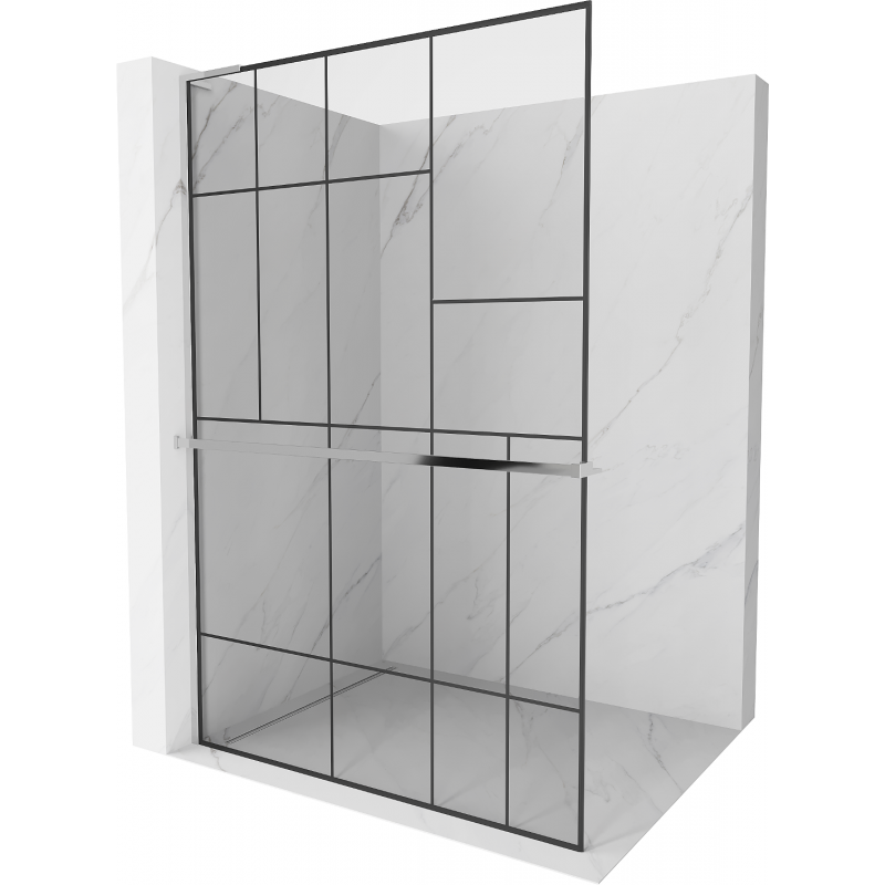 Mexen Kioto+ L стена за душ с рафт Walk-in 80 x 200 см, черен модел, хром - 800-080-123-01-78