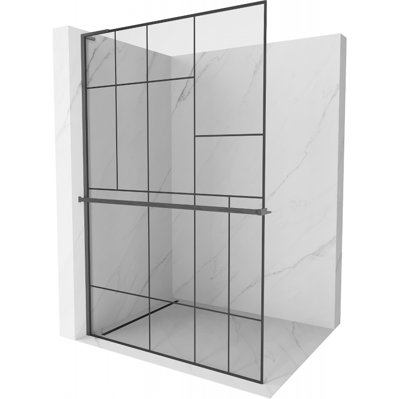 Mexen Kioto+ L стена за душ с полка Walk-in 70 x 200 см, черен десен, gun gray четка - 800-070-123-66-78