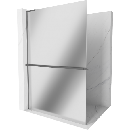 Mexen Kioto+ L стена с рафтове Walk-in 90 x 200 см, огледало, gun metal - 800-090-123-95-50