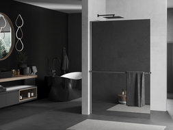 Mexen Kioto+ L преграда за душ с рафт Walk-in 120 x 200 см, огледало, gun metal - 800-120-123-95-50