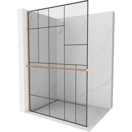 Mexen Kioto+ L стена за душ с рафт Walk-in 80 x 200 см, черен модел, боядисана мед - 800-080-123-65-78