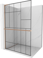 Mexen Киото+ L стена за душ с рафт Walk-in 120 x 200 см, черен модел, четкана мед - 800-120-123-65-78
