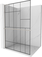 Mexen Kioto+ L душова стена с рафт Walk-in 100 x 200 см, черен модел, никел с четка - 800-100-123-97-78
