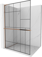 Mexen Kioto+ L стена душова с рафт Walk-in 110 x 200 см, черен модел, розово злато - 800-110-123-60-78
