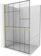 Mexen Kioto+ L душ кабина с рафт Walk-in 120 x 200 см, черен модел, златно алуминиево покритие - 800-120-123-55-78