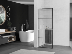 Mexen Kioto+ L стена за душ с полица Walk-in 70 x 200 см, черен модел, бял - 800-070-123-20-77