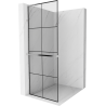 Mexen Kioto+ L стена за душ с рафт Walk-in 90 x 200 см, черен десен, хром - 800-090-123-01-77