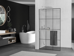 Mexen Kioto+ L душ кабина с рафт Walk-in 100 x 200 см, черен шаблон, хром - 800-100-123-01-77