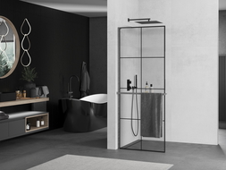 Mexen Kioto+ L душ кабина с рафт Walk-in 70 x 200 см, черен модел, обработен цветен графит - 800-070-123-66-77