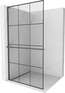 Мексен Киото+ L стена за душ с рафт Walk-in 120 x 200 см, черен модел, gun metal - 800-120-123-95-77