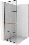Mexen Kioto+ L преграда за душ с рафт Walk-in 80 x 200 см, черен модел, полирана мед - 800-080-123-65-77