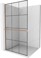 Mexen Kioto+ L стена за душ с рафт Walk-in 110 x 200 см, черен модел, бронзова нишка - 800-110-123-65-77