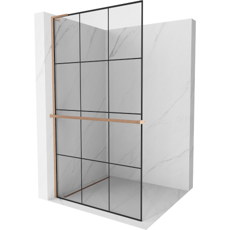 Mexen Kioto+ L стена за душ кабина с етажерка Walk-in 120 x 200 см, черен модел, матова бронзова - 800-120-123-65-77