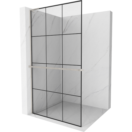 Mexen Kioto+ L стена за душ с рафт Walk-in 100 x 200 см, черен шаблон, четкан никел - 800-100-123-97-77