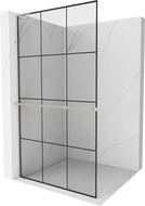 Mexen Kioto+ L стена за душ с рафт Walk-in 120 x 200 см, черен модел, оцветен никел - 800-120-123-97-77