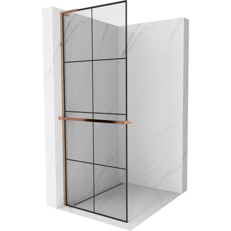 Mexen Kioto+ L душ кабина с рафт Walk-in 90 x 200 см, черен десен, розово злато - 800-090-123-60-77