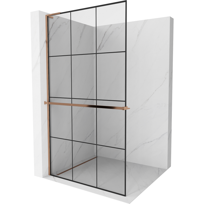 Mexen Kioto+ L стенни душ панели с полка Walk-in 110 x 200 см, черен шарка, розово злато - 800-110-123-60-77