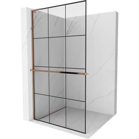 Mexen Kioto+ L стенни душ панели с полка Walk-in 110 x 200 см, черен шарка, розово злато - 800-110-123-60-77