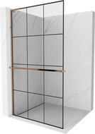 Mexen Kioto+ L стенни душ панели с полка Walk-in 110 x 200 см, черен шарка, розово злато - 800-110-123-60-77