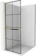 Mexen Kioto+ L стена за душ с рафт Walk-in 90 x 200 cm, черен модел, златен - 800-090-123-50-77