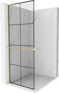 Mexen Kioto+ L стеничка за душ с рафт Walk-in 70 x 200 см, черен модел, златно четкане - 800-070-123-55-77