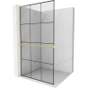 Mexen Kioto+ L стена за душ с рафт Walk-in 100 x 200 см, черен модел, златна обработка - 800-100-123-55-77