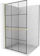 Mexen Kioto+ L стена за душ с рафт Walk-in 110 x 200 см, черен мотив, златист четкан - 800-110-123-55-77