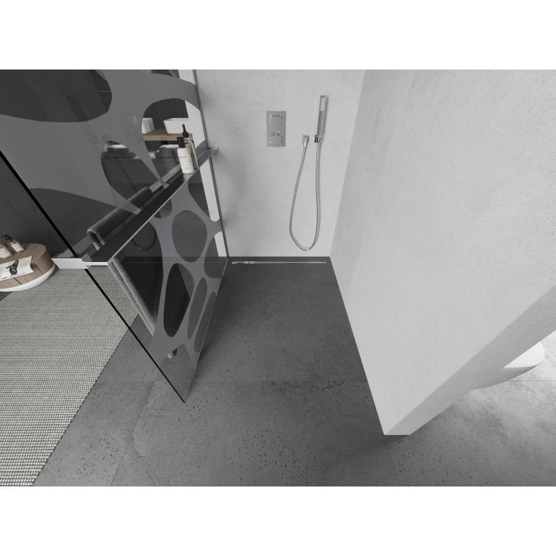 Mexen Kioto+ L душ стена с рафт Walk-in 80 x 200 cm, бяла вълна, хром - 800-080-123-01-97