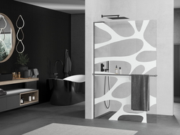 Mexen Kioto+ L стена за душ с рафт Walk-in 110 x 200 см, бял модел, gun gray матов - 800-110-123-66-97