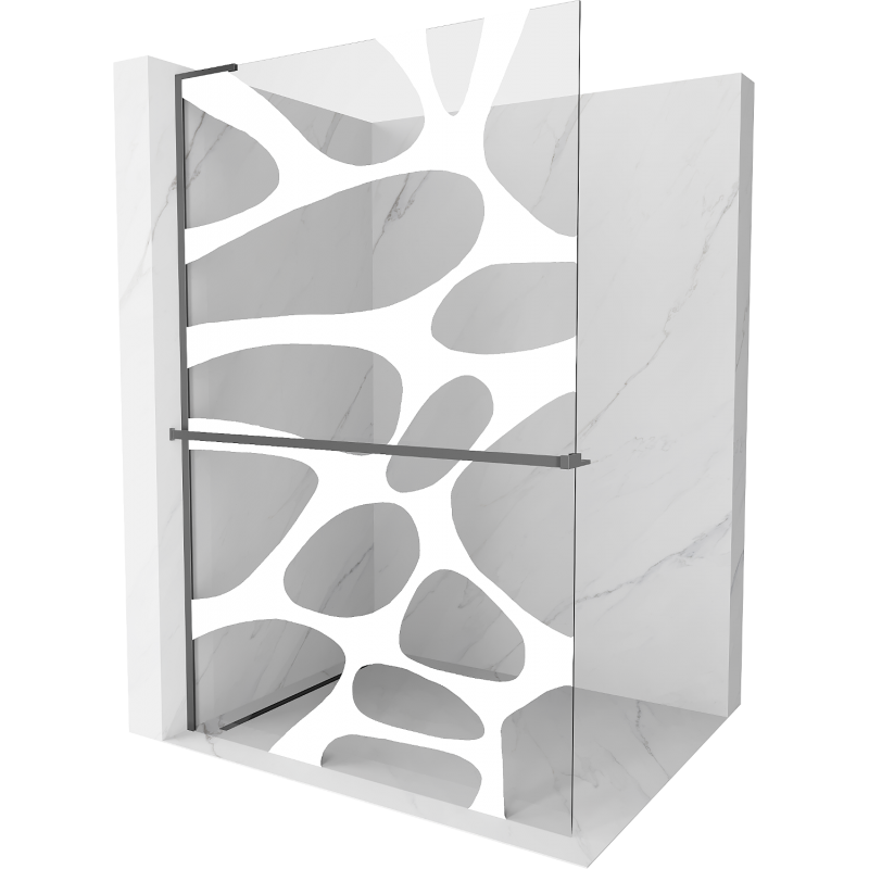 Mexen Kioto+ L стена за душа с рафт Walk-in 80 x 200 см, бял модел, gun metal - 800-080-123-95-97
