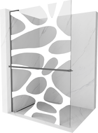 Mexen Kioto+ L душ параван с рафт Walk-in 90 x 200 см, бяла вълна, gun metal - 800-090-123-95-97