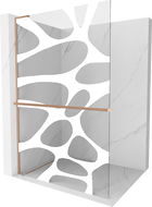 Mexen Kioto+ L душова стена с рафт Walk-in 70 x 200 см, бял модел, месинг матов - 800-070-123-65-97