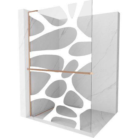 Mexen Kioto+ L стенa за душ с рафт Walk-in 100 x 200 см, бял шаблон, четка мед - 800-100-123-65-97