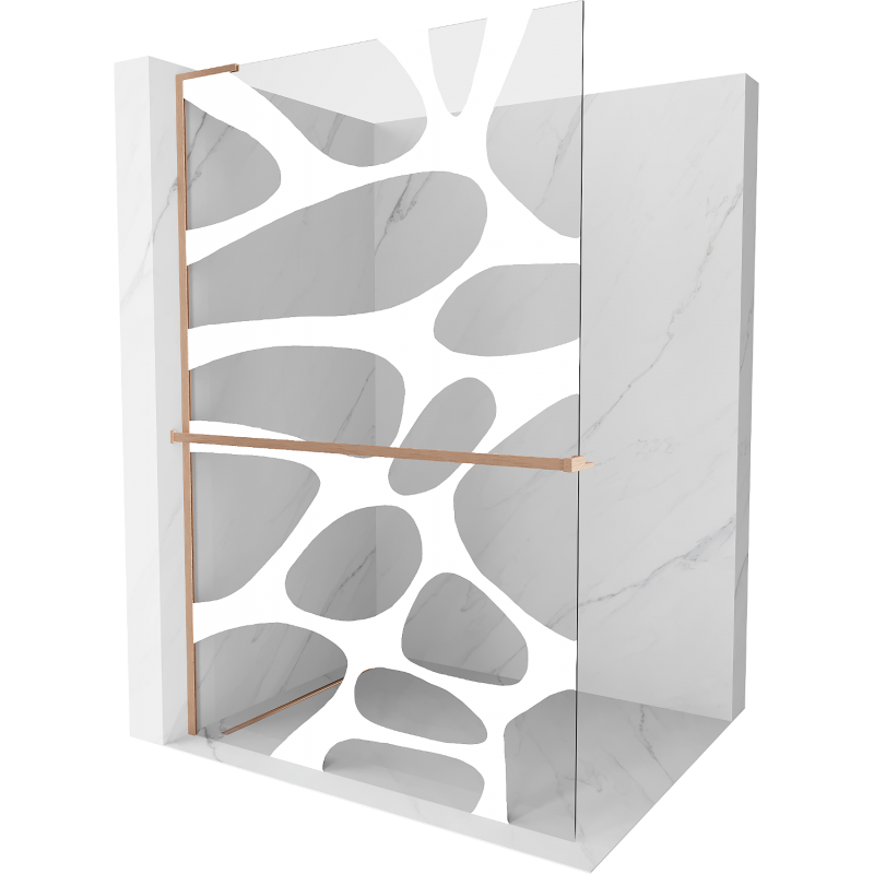 Mexen Kioto+ L душова стена с поличка Walk-in 120 x 200 см, бял модел, четка мед - 800-120-123-65-97