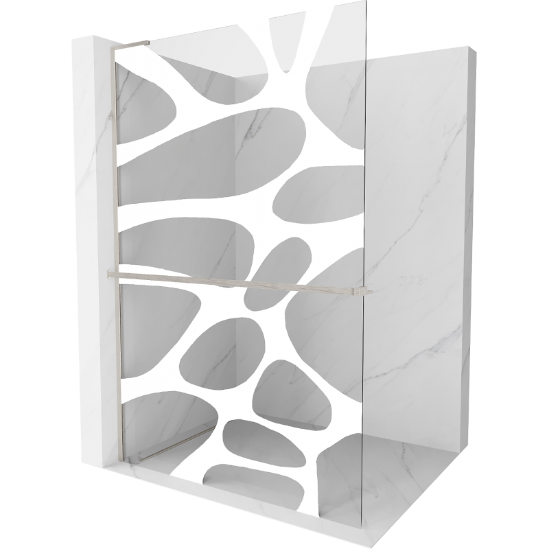 Mexen Kioto+ L душова стена с рафт Walk-in 100 x 200 см, бял модел, четкан никел - 800-100-123-97-97