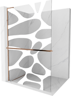 Mexen Kioto+ L стена за душ с рафт Walk-in 80 x 200 см, бял модел, розово злато - 800-080-123-60-97