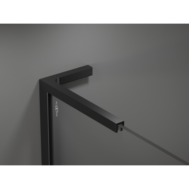 Mexen Kioto+ L преграда за душ с рафт тип Walk-in 100 x 200 см, бял модел, черен
