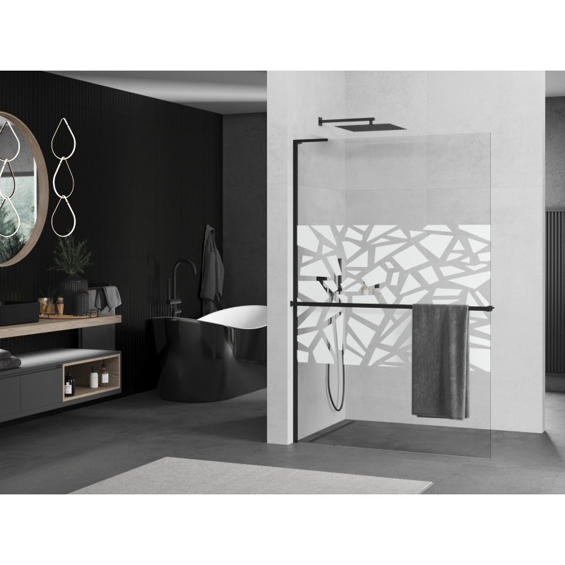 Mexen Kioto+ L преграда за душ с рафт тип Walk-in 100 x 200 см, бял модел, черен