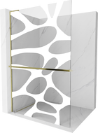 Mexen Kioto+ L душ стена с рафт Walk-in 110 x 200 см, бяла вълна, златна - 800-110-123-50-97