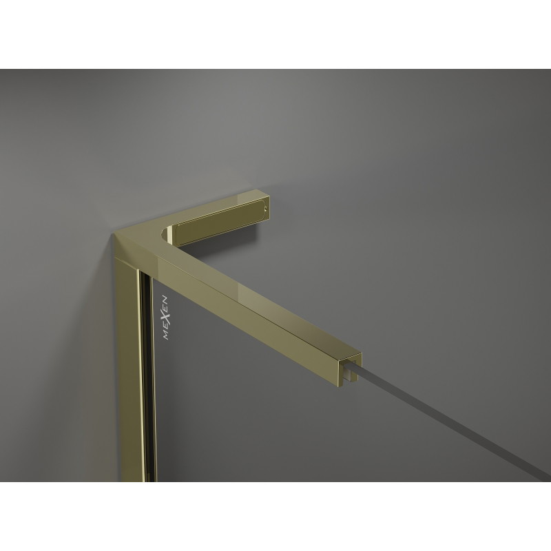 Mexen Kioto+ L душ стена с рафт Walk-in 110 x 200 см, бяла вълна, златна - 800-110-123-50-97
