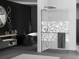 Mexen Kioto+ L стена за душ с рафт Walk-in 70 x 200 см, бял модел, gun gray четкано - 800-070-123-66-85