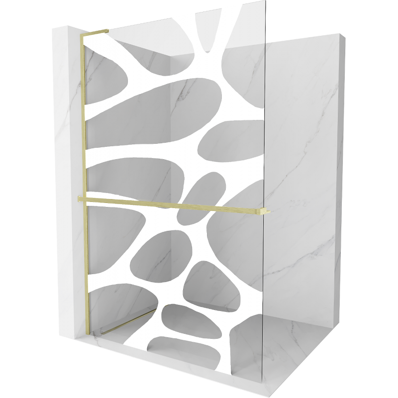 Mexen Kioto+ L Душ преграда с рафт Walk-in 70 x 200 см, бяла вълна, златно четкано - 800-070-123-55-97