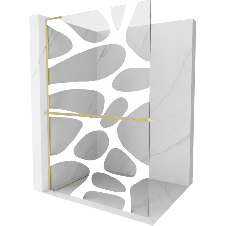 Mexen Kioto+ L Душ преграда с рафт Walk-in 70 x 200 см, бяла вълна, златно четкано - 800-070-123-55-97