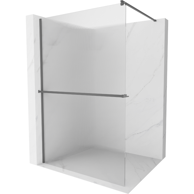 Mexen Kioto+ душекран с рафт Walk-in 100 x 200 cm, райета, gun metal - 800-100-121-95-09