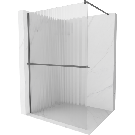 Mexen Kioto+ душекран с рафт Walk-in 100 x 200 cm, райета, gun metal - 800-100-121-95-09