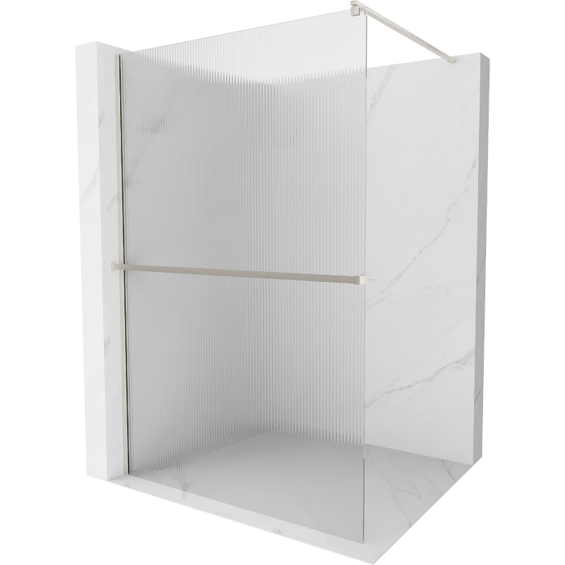 Mexen Kioto+ стената за душ Walk-in 110 x 200 см, прозрачно стъкло, сатенен никел - 800-110-121-97-09