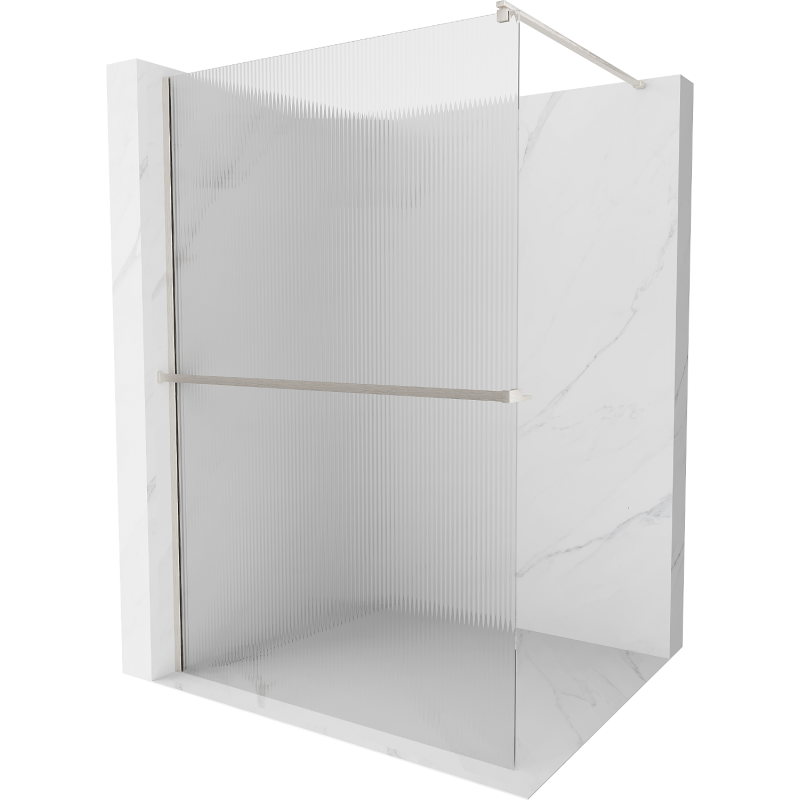 Mexen Kioto+ стена за душ кабина с полка Walk-in 120 x 200 см, прозрачен, четкан никел - 800-120-121-97-09
