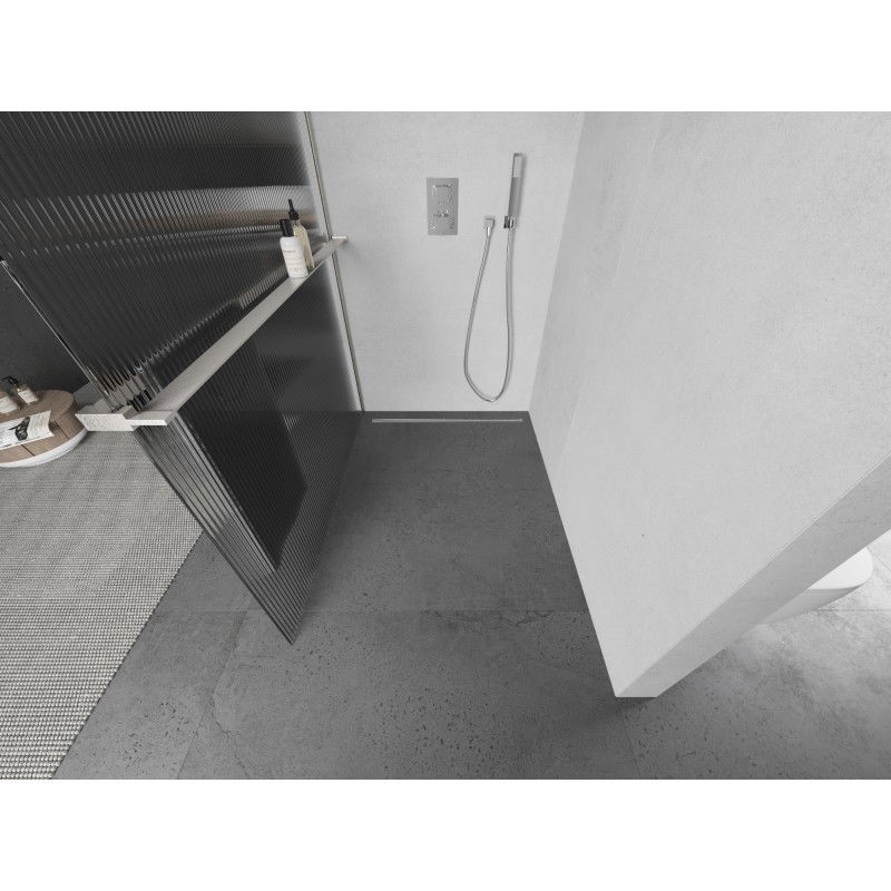 Mexen Kioto+ душ преграда с рафт Walk-in 120 x 200 cm, ивици, четкан никел - 800-120-121-97-09