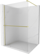 Mexen Kioto+ душова стена с рафт Walk-in 100 x 200 см, прозрачен, златист brushed - 800-100-121-55-09